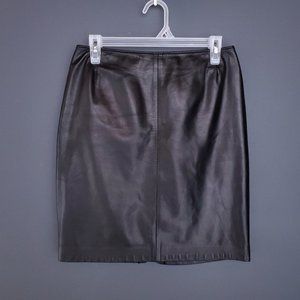 VINTAGE NYGARD Leather Pencil Skirt Zip Black 8